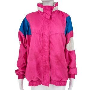 Vintage Women's 80s 90s Colorblock Windbreaker Jacket Pink L